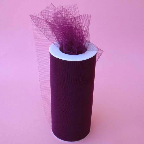 6" tulle fabric-25yds/spool, PLUM