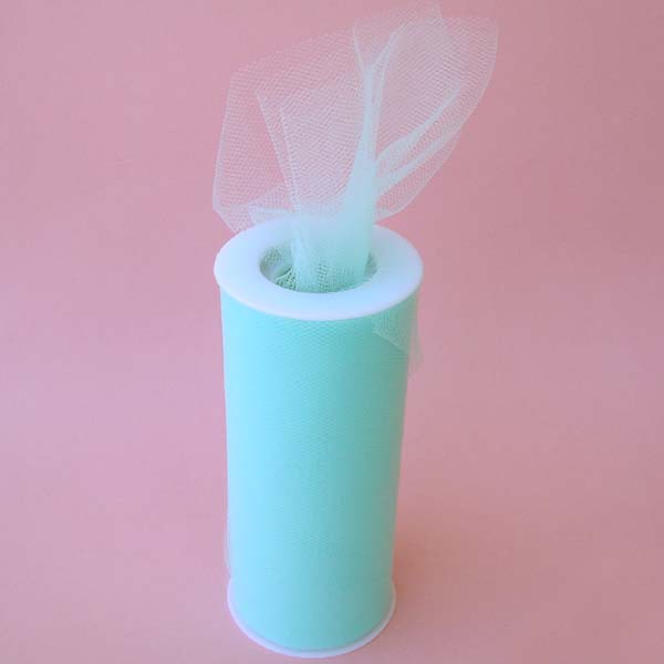 6" tulle fabric-25yds/spool, AQUA