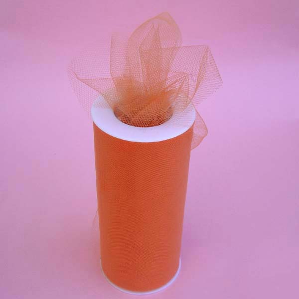 3" tulle fabric-25yds/spool, ORANGE