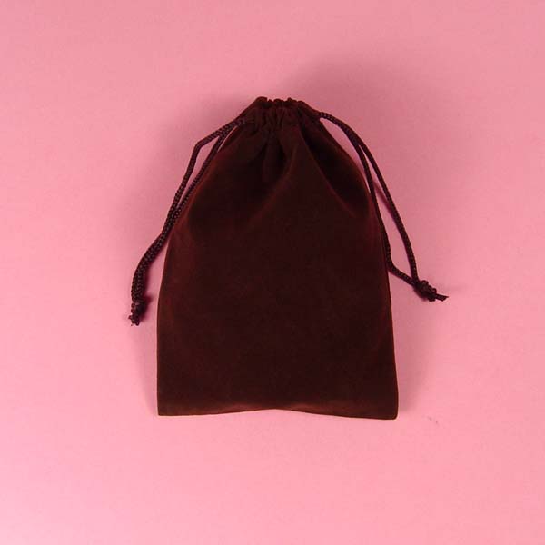 3x4" flat velour bag-25/pk, BROWN